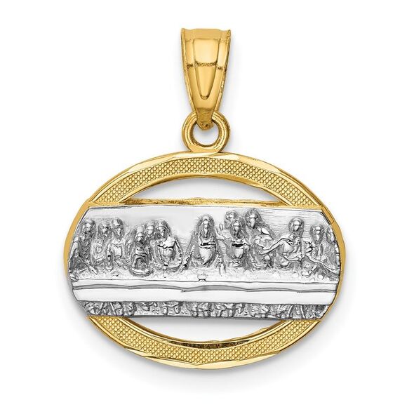 14k Yellow Gold w/Rhodium The Last Supper Pendant
